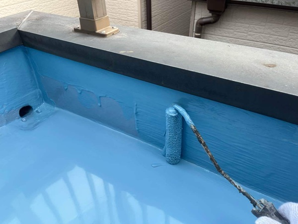 中野区-M様邸-ベランダ防水-ウレタン-施工中